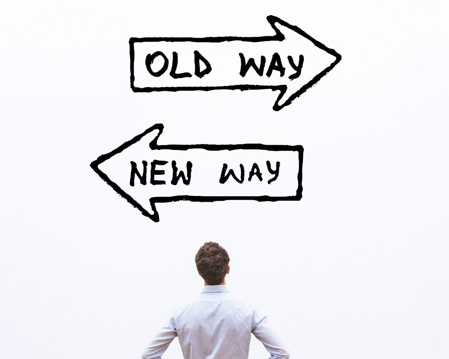 old way vs new way, improvement and change management business c